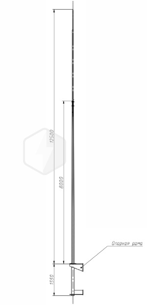 Молниеприёмник-мачта вертикальный (оцинк.сталь; 2й ветр.район; под приварку)  ZANDZ