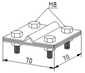 Зажим полоса-прут с 3-мя пластинами
