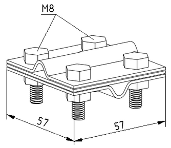 Зажим крестовидный прут-прут с 3-мя пластинами