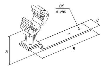 Держатель под черепицу с пластиковым фиксатором L-415мм