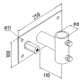 Держатель мачты молниеприемника на стене диам. 40 мм