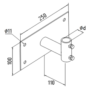 Держатель мачты молниеприемника на стене диам. 20 мм (без гайки)