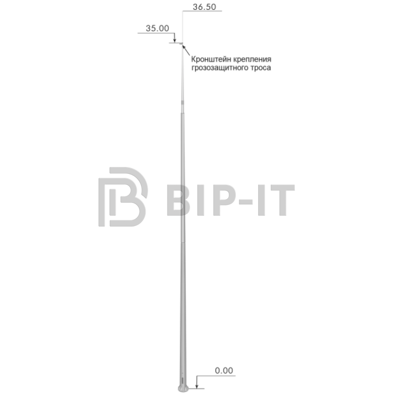 Опора системы тросовой молниезащиты с одним узлом крепления троса ZANDZ