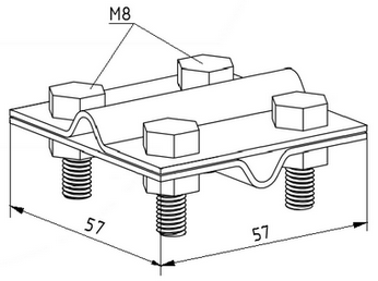 Зажим крестовидный прут-прут с 2-мя пластинами