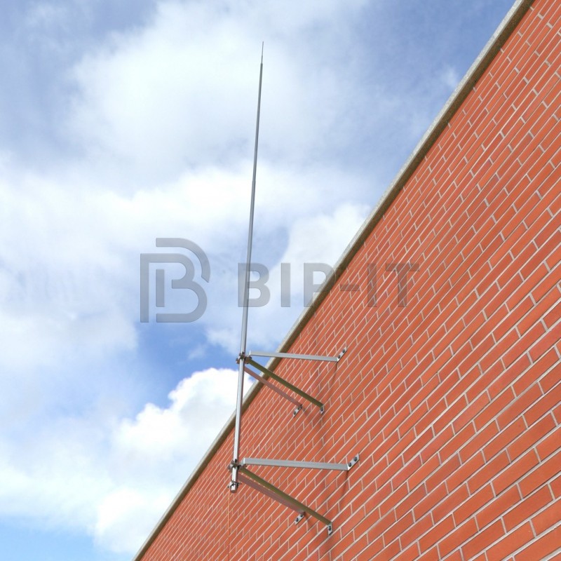 Молниеприёмник-мачта ZANDZ вертикальный с комплектом из 2х креплений к стене (нерж. сталь)