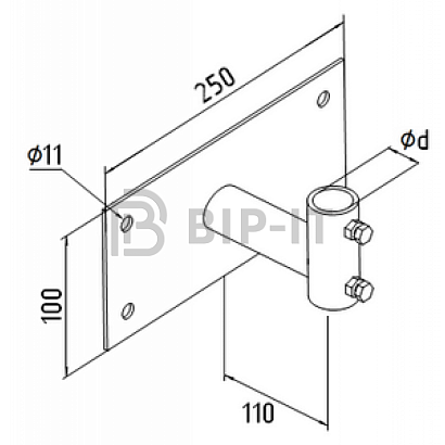 Держатель мачты молниеприемника на стене диам. 20 мм (без гайки)