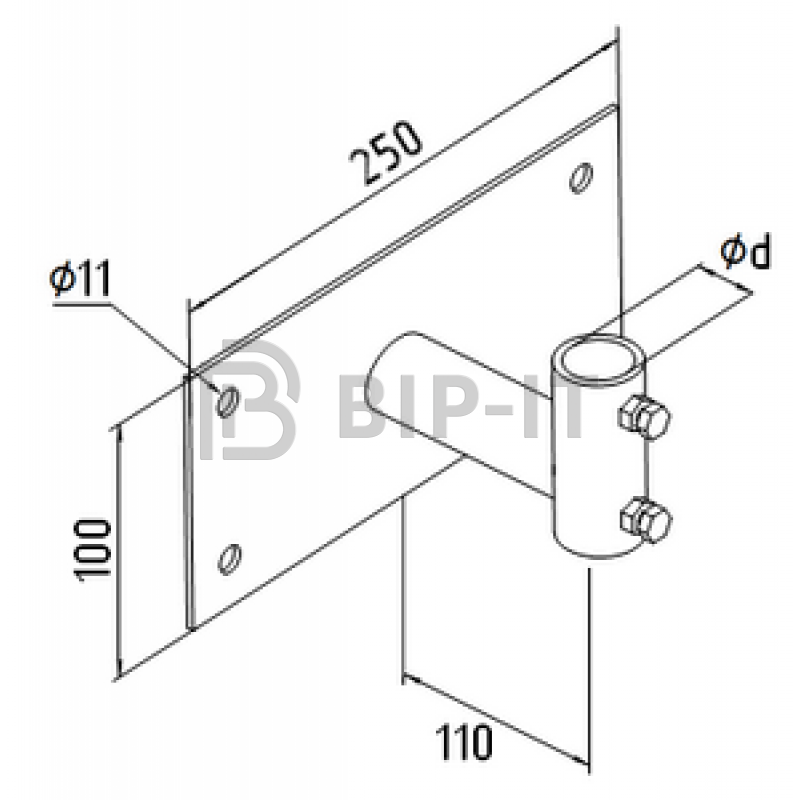 Держатель мачты молниеприемника на стене диам. 20 мм (без гайки)
