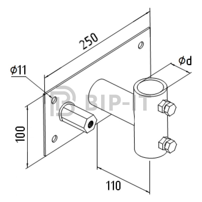 Держатель мачты молниеприемника на стене диам. 40 мм