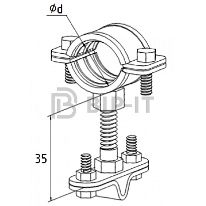Держатель прута на трубе d 15-19мм