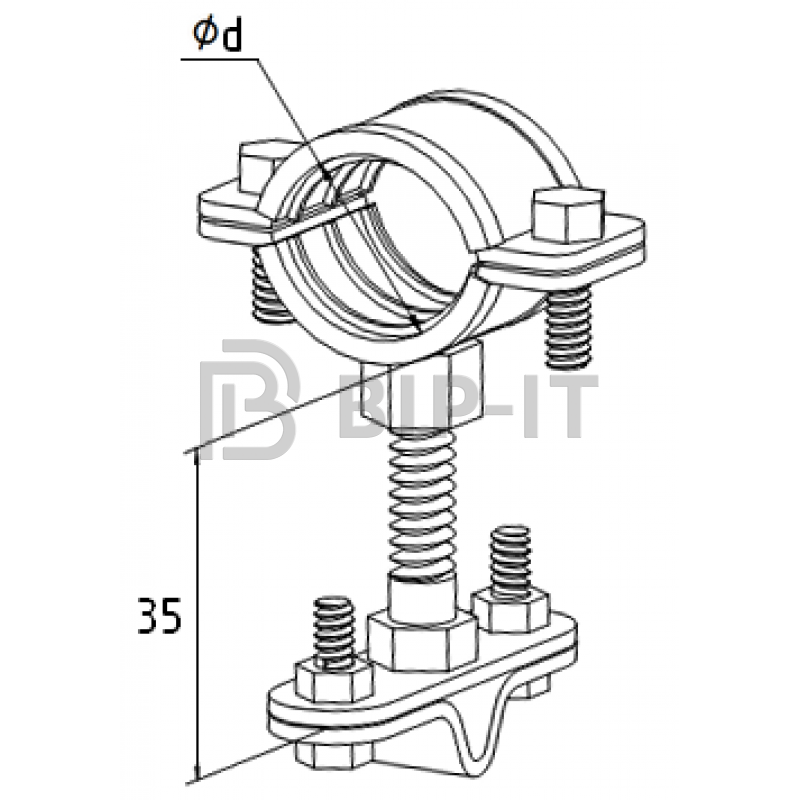 Держатель прута на трубе d 15-19мм