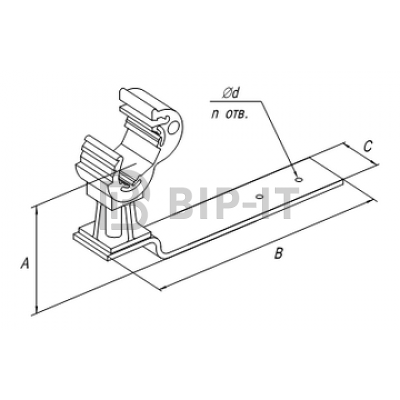 Держатель под черепицу с пластиковым фиксатором L-100мм