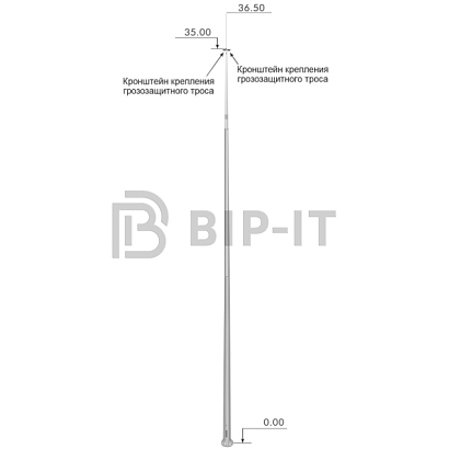 Опора системы тросовой молниезащиты с двумя узлами крепления троса ZANDZ