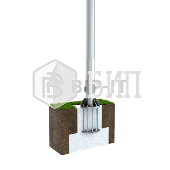 Молниеприёмник вертикальный 18 м (оцинк. сталь; с закладной под фундамент; 2й ветр.район; 2й снег.район)